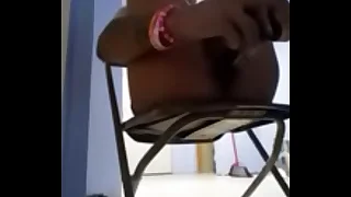 Cute pygmy Latina shemale fucks her pussy with a nine inch dildo